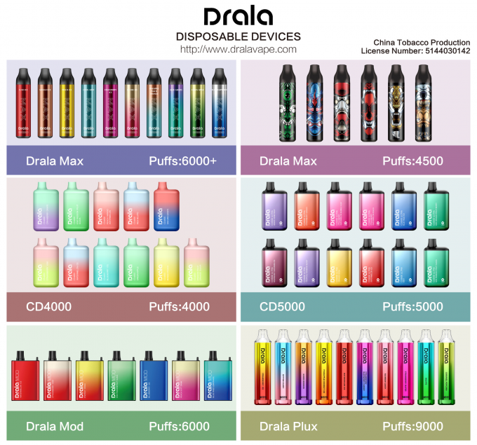 Dispositivo disponible de la vaina de Vape de los soplos de la estrella 600 de Drala 6