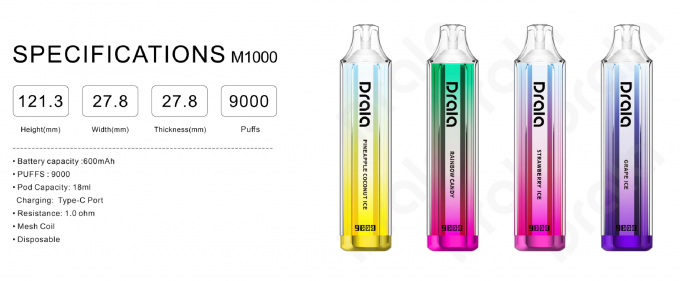 9000 nicotina disponible Mesh Coil Rechargeable Battery de la vaina 5% de Vape de los soplos 0